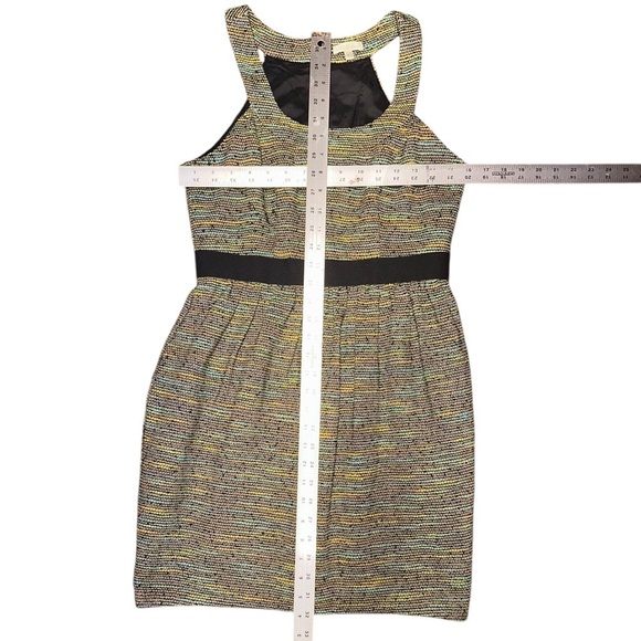 Shoshanna Green Stripe Silk Blend Metallic Sleeveless Tweed Dress - Size 6 - Picture 6 of 9